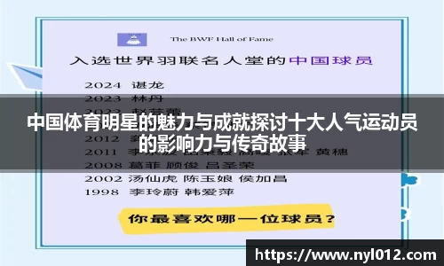 中国体育明星的魅力与成就探讨十大人气运动员的影响力与传奇故事